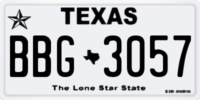 TX license plate BBG3057