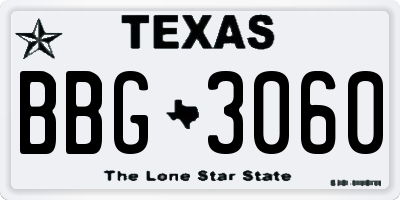 TX license plate BBG3060