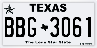 TX license plate BBG3061