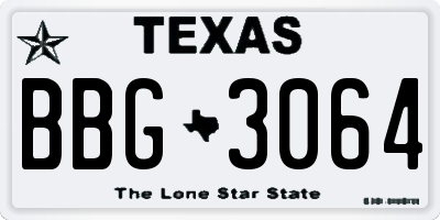 TX license plate BBG3064