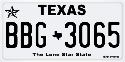 TX license plate BBG3065