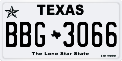 TX license plate BBG3066