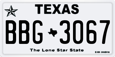 TX license plate BBG3067