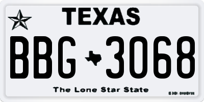 TX license plate BBG3068