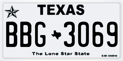 TX license plate BBG3069