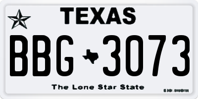 TX license plate BBG3073