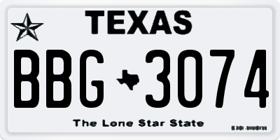 TX license plate BBG3074