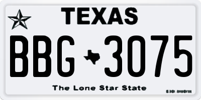 TX license plate BBG3075