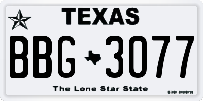 TX license plate BBG3077