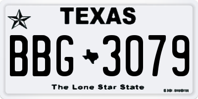 TX license plate BBG3079