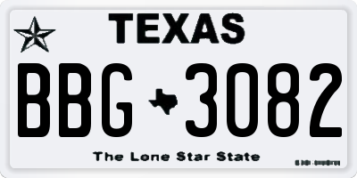 TX license plate BBG3082