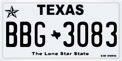 TX license plate BBG3083