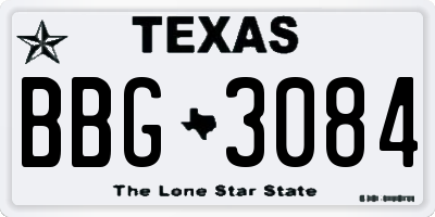 TX license plate BBG3084