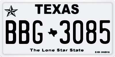 TX license plate BBG3085