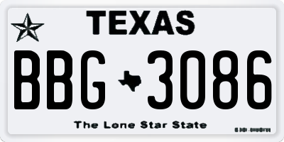 TX license plate BBG3086