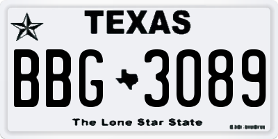 TX license plate BBG3089