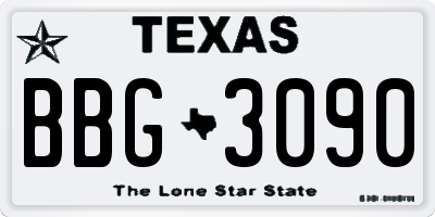 TX license plate BBG3090