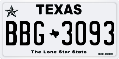 TX license plate BBG3093