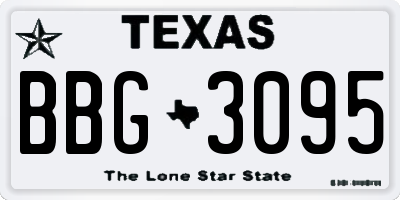 TX license plate BBG3095