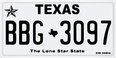 TX license plate BBG3097