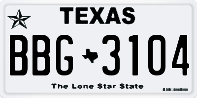 TX license plate BBG3104