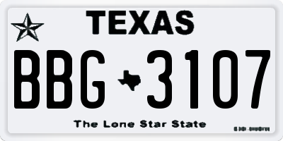 TX license plate BBG3107