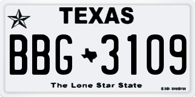 TX license plate BBG3109