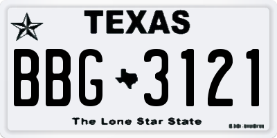 TX license plate BBG3121