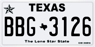 TX license plate BBG3126