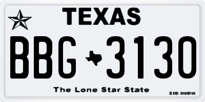 TX license plate BBG3130