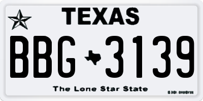 TX license plate BBG3139