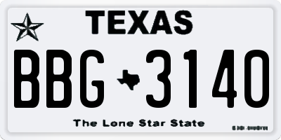 TX license plate BBG3140