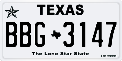 TX license plate BBG3147