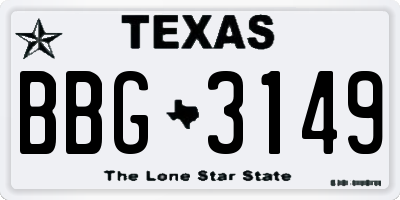TX license plate BBG3149