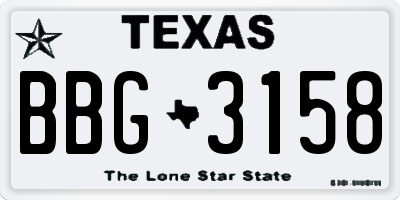 TX license plate BBG3158