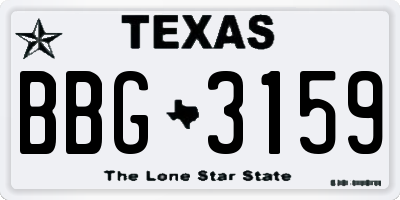TX license plate BBG3159