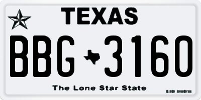 TX license plate BBG3160