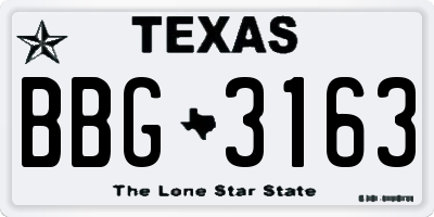 TX license plate BBG3163