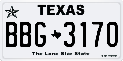 TX license plate BBG3170