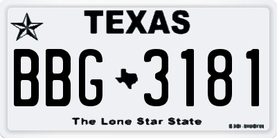 TX license plate BBG3181