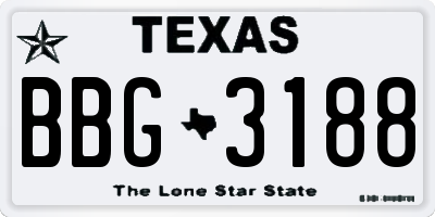 TX license plate BBG3188