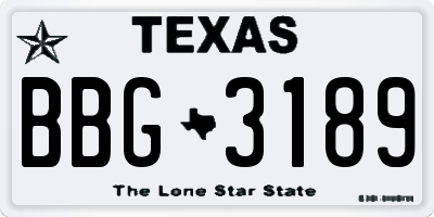 TX license plate BBG3189