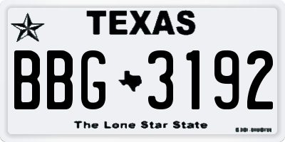 TX license plate BBG3192
