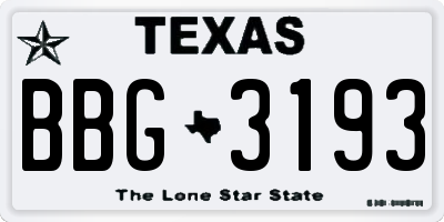 TX license plate BBG3193