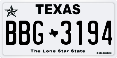 TX license plate BBG3194