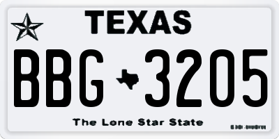 TX license plate BBG3205
