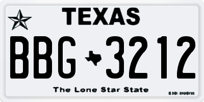 TX license plate BBG3212
