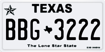 TX license plate BBG3222