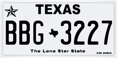 TX license plate BBG3227
