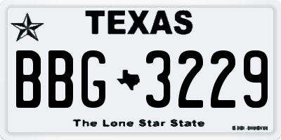 TX license plate BBG3229
